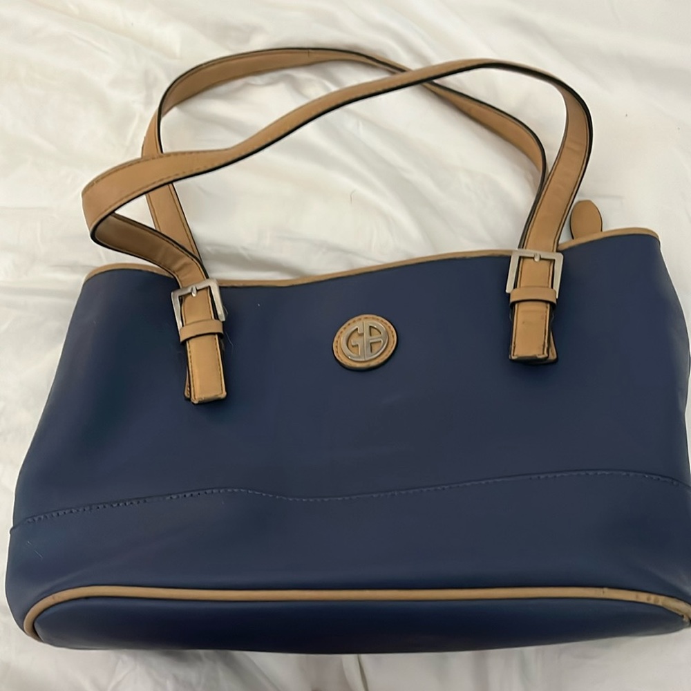 Giani Bernini Women’s Blue Faux Leather Saffiano Tote Handbag